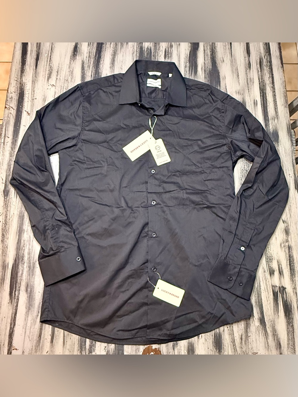 Lucky Brand Men's Long Sleeve Dress Shirt - Black Size Large NWT!